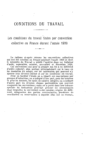Les conditions du travail fixées par convention collective en France durant l'année 1920