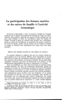 La participation des femmes mariées et des mères de famille à l'activité économique