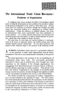 The International trade union movement: problems of organisation