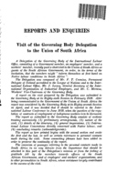 Visit of the governing body delegation to the union of South Africa