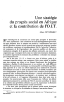 Une stratégie du progrès social en Afrique et la contribution de l'OIT