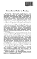 Danish Social Policy in Wartime