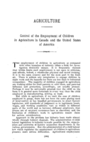 Control of the employment of children in agriculture in Canada and the United States of America