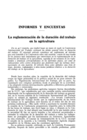 La reglamentación de la duración del trabajo en la agricultura