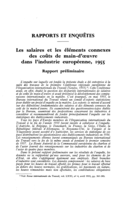 Les salaires et les éléments connexes des coûts de main-d'œuvre dans l'industrie européenne, 1955: rapport préliminaire
