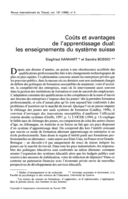 Coûts et avantages de l'apprentissage dual: les enseignements du système suisse