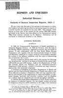 Industrial diseases: analysis of factory inspection reports, 1923. I
