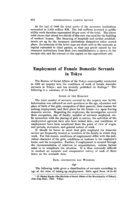 Employment of female domestic servants in Tokyo