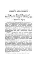 Wages and related elements of labour cost in European industry, 1955: a preliminary report