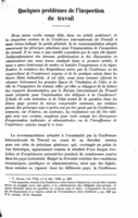 Quelques problèmes de l'inspection du travail