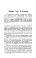 Housing policy in Belgium