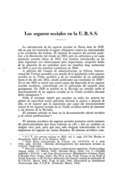 Los seguros sociales en la U. R. S. S.