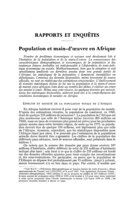 Population et main-d'oeuvre en Afrique