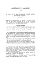 Le projet de loi gouvernemental français sur les assurances sociales