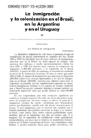 La inmigración y la colonización en el Brasil, en la Argentina y en el Urugay: II