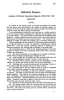 Industrial diseases: analysis of factory inspection reports, 1920-1922. III