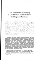 The distribution of industry in Great Britain and its relation to manpower problems