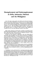 Unemployment and underemployment in India, Indonesia, Pakistan and the Philippines