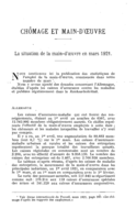 La situation de la main-d'oeuvre en mars 1921