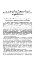 La préparation, l'organisation et l'exécution des programme nationaux de productivité: conclusions d'une Réunion technique sur les problèmes d'amélioration de la productivité dans certains pays