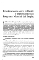 Investigaciones sobre población y empleo dentro del Programa Mundial del Empleo