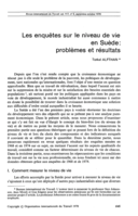 Les enquêtes sur le niveau de vie en Suède: problèmes et résultats