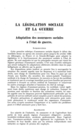 Adaptation des assurances sociales à l'état de guerre