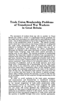 Trade union membership problems of transferred war workers in Great Britain