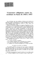 L'assurance obligatoire contre les accidents en Suisse de 1933 à 1937
