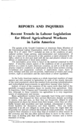 Recent trends in labour legislation for hired agricultural workers in Latin America