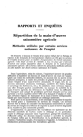 Répartition de la main-d'œuvre saisonnière agricole: méthodes utilisées par certains services nationaux de l'emploi