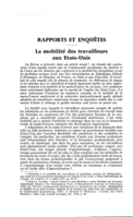 La mobilité des travailleurs aux Etats-Unis