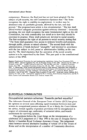 European communities: occupational pension schemes : towards perfect equality?