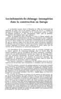Les indemnités de chômage-intempéries dans la construction en Europe