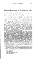 Industrial inspection in the Netherlands in 1922