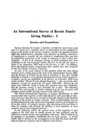 An international survey of recent family living studies: I, Income and expenditure