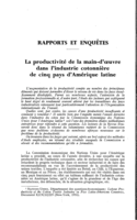 La productivité de la main-d'œuvre dans l'industrie cotonnière de cinq pays d'Amérique latine