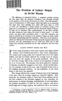 The problem of labor output in Soviet Russia