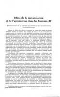 Effets de la mécanisation et de l'automation dans les bureaux: II