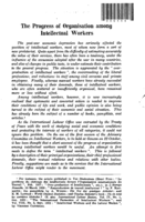 The progress of organisation among intellectual workers