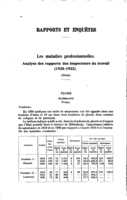 Les maladies professionnelles: analyse des rapports des inspecteurs du travail (1920-1922). [II]
