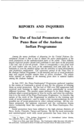 The use of social promoters at the puno base of the Andean Indian programme
