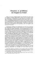 Situation et problèmes de l'emploi au Tchad