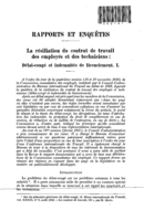 La résiliation du contrat de travail des employés et des techniciens: délai-congé et indemnités de licenciement. I