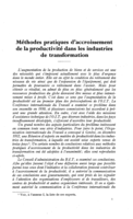 Méthodes pratiques d'accroissement de la productivité dans les industries de transformation