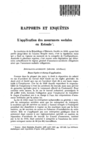 L'application des assurances sociales en Estonie