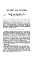 Child care facilities for women workers