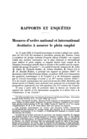 Mesures d'ordre national et international destinées à assurer le plein emploi