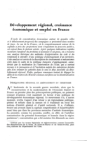Développement régional, croissance économique et emploi en France