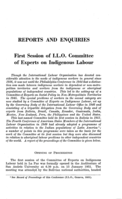 First session of I.L.O. committee of experts on indigenous labour